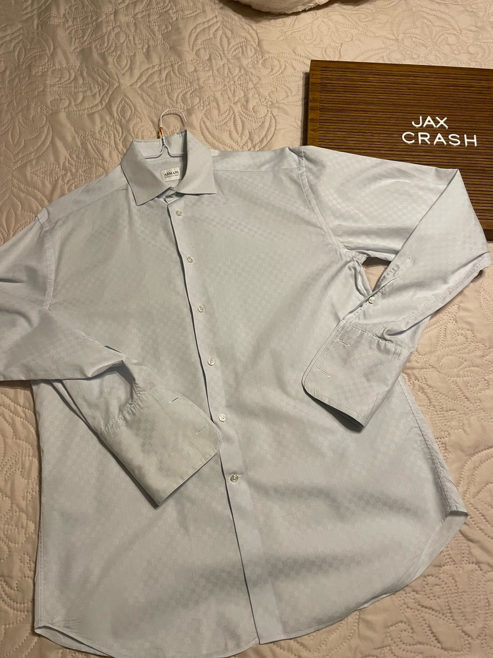 Armani Collezioni Pale Blue Long-Sleeve Dress Shirt